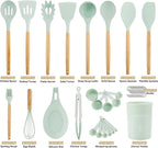 QMVESS Silicone Kitchen Utensils Set, Sturdy Insulation Wooden Handle Kitchen - Image 7