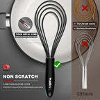 Walfos Silicone Flat Whisk, 11inch Flat Whisk Non Scratch Coated Flat Whisks - Image 2