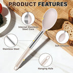 3Pcs Silicone Cooking Spoon Set, Kitchen Utensils Include Solid & Slotted Spoon - Image 3