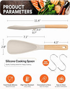 Cooking Spoon for Nonstick Cookwares, Wood Handle Spoon for Mixing, and Scrape - Image 2