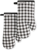 KITCHENAID Gingham Oven Mitt 2-Pack Set, Matte Black by KitchenAid