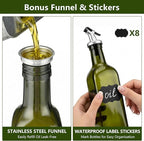 WERTIOO Green Olive Oil Dispenser Bottle, 17oz Glass Oil and Vinegar Dispenser - Image 4
