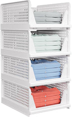 4 Pack Stackable Closet Storage Basket by shoeboxesanddeskorganizers