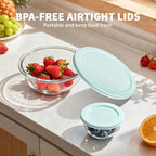 Luvan Glass Mixing Bowl with Lids Set of 5, Space-Saving Nesting Bowls - Image 8