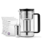 Aarke Purifier Large Glass Pitcher Bundle w/Steel Filter, 3 Enriched + 1 Pure by aarke