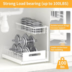 Saydear Under Sink Organizer Storage 2-Tier Premium Metal Pull-Out Kitchen - Image 4