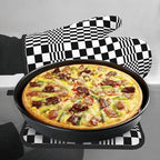 Black and White Optical Illusion Checkered Oven Mitt & Pot Holder Set - Image 4