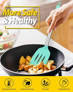 Pack of 2 Silicone Solid Turner, Non Stick Slotted Kitchen Spatulas, High Heat - Image 5
