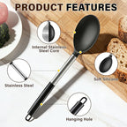 3 Pcs Silicone Cooking Spoon Set, Kitchen Utensils Include Solid & Slotted Spoon - Image 3