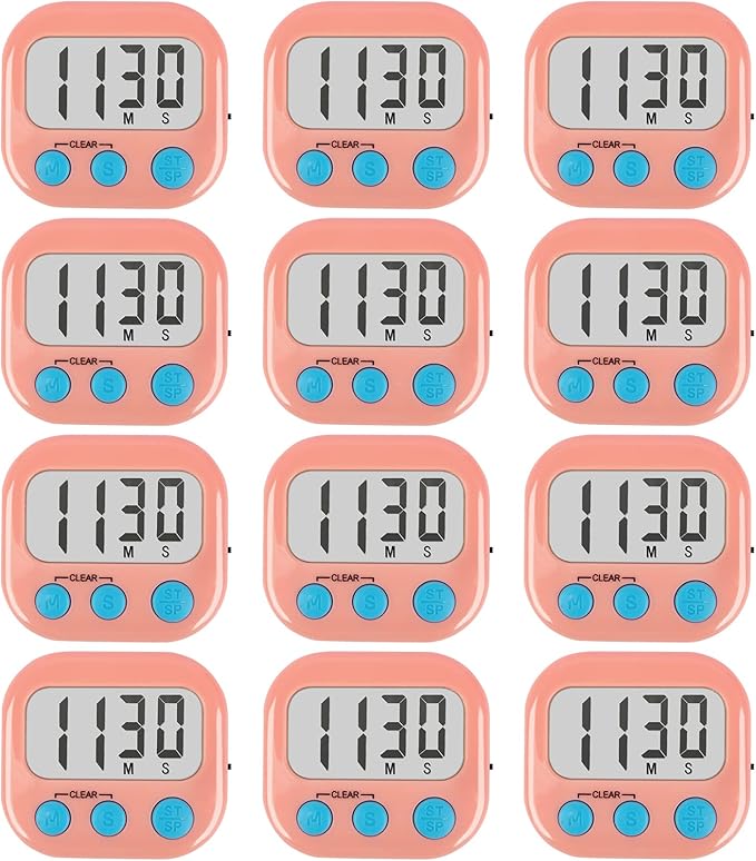 12 Pack Digital Kitchen Timers for Cooking Magnetic Timer for Cooking Loud by AOUCE