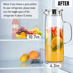 PARACITY Glass Pitcher with Lid and Spout 50oz/ 1.5L, Hot/Cold Water Pitcher - Image 3