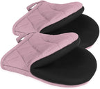 Short Oven Mitts, Heat Resistant 500°F, Silicone Grip Kitchen Gloves, Non-Slip by GOLDMEET