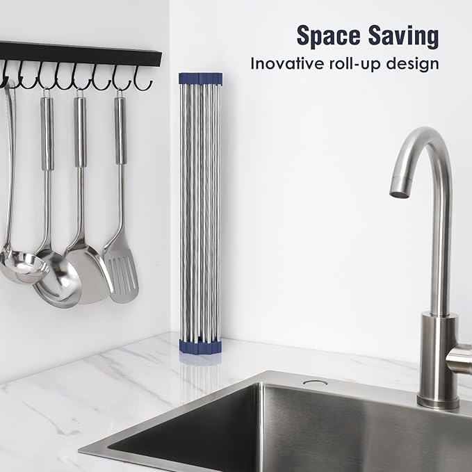 Tomorotec 17.7" x 12.5" Roll Up Dish Drying Rack Over Sink Drying Rack Sink - Image 3