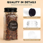 6Pcs Spice Jars with Label, 4oz Empty Square Seasoning Containers, Spice Jars - Image 3