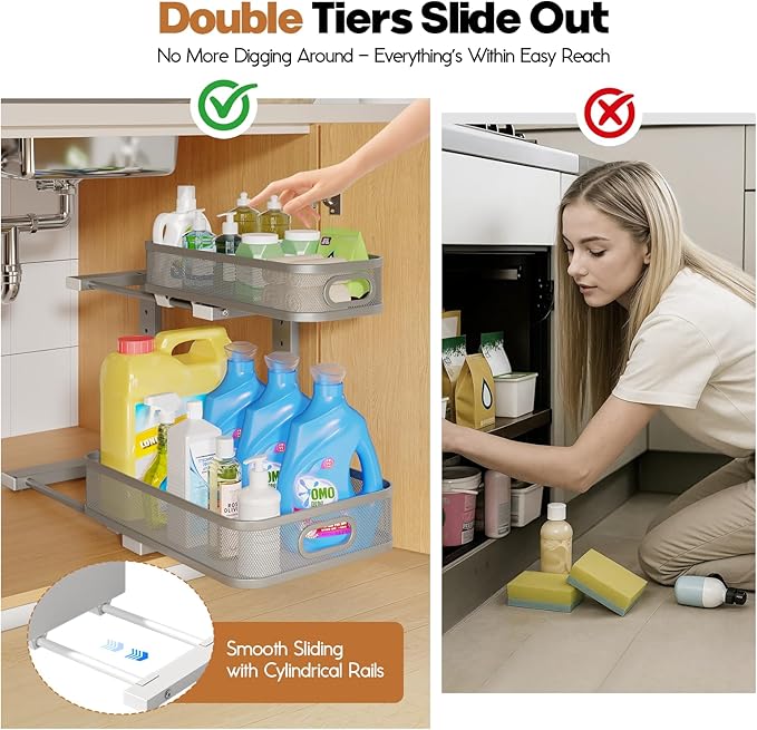 2 Pack 21.3IN-Depth Under Sink Organizer - Image 3
