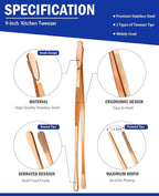 JETKONG 2 Pcs 9-Inch Kitchen Tweezers Cooking Tweezer Tongs Stainless Steel - Image 2