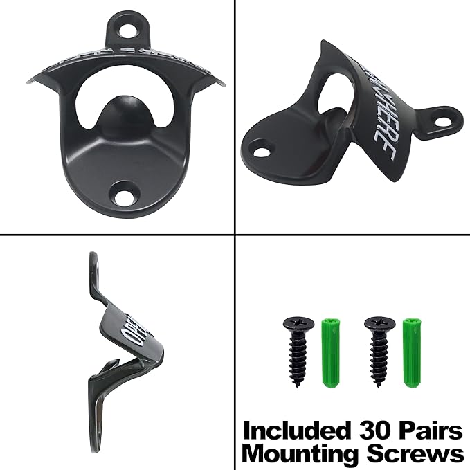 30 PCS Stainless Bottle Opener Wall Mount Black Bulk Beer Soda Cap Opener - Image 4