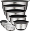 Wildone Mixing Bowls with Airtight Lids Set, with Grater Attachments & Non-Slip by Wildone