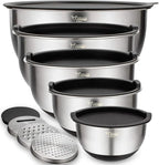 Wildone Mixing Bowls with Airtight Lids Set, with Grater Attachments & Non-Slip by Wildone