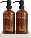 Amber Glass Hand and Dish Soap Dispenser Set by Brighter Barns by BrighterBarns