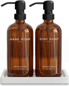 Amber Glass Hand and Dish Soap Dispenser Set by Brighter Barns by BrighterBarns