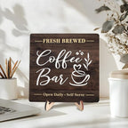 Coffee Bar Sign Plaque, Rustic Wooden Tabletop Plaque - Image 3