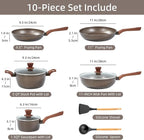 10 Pcs Pots and Pans Set Non Stick, Kitchen Cookware Sets - Image 2