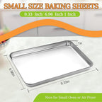 Small Baking Sheet of 2, CEKEE Stainless Steel Baking Pan Tray Cookie Sheet - Image 2