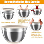 Mixing Bowls with Airtight Lids Set, 4 Stainless Steel Bowls Nesting Bowls & - Image 6