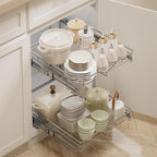 DINDON Pull Out Cabinet Organizer, Cabinet Pull Out Shelves, 2 Tier Pull Out - Image 2