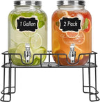 DHSBTLS 1 Gallon Glass Drink Dispensers, 2 Pack Clear Beverage Dispenser by DHSBTLS