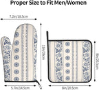 Boho Oven Mitts Set – Vintage Floral Pot Holders Kitchen Gloves - Image 3