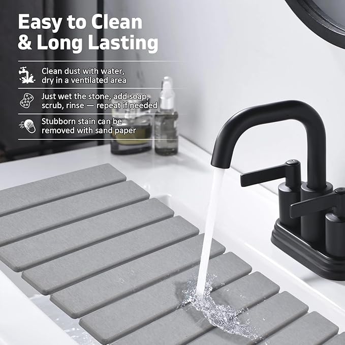 Stone Dish Drying Mats for Kitchen Counter, Drying Collapsible Dish Drying Mat - Image 6
