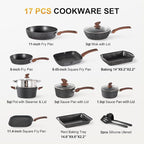 DishDelight 17 Piece Pots and Pans Set Non Stick, Nonstick Induction Granite - Image 7