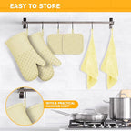 6 Pcs Oven Mitts and Pot Holders, 500℉ Heat Resistant Oven Mitts - Image 6