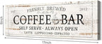 Coffee Bar Sign Decor Rustic Kitchen Canvas Sign Farmhouse Bar Hanging Wall - Image 2