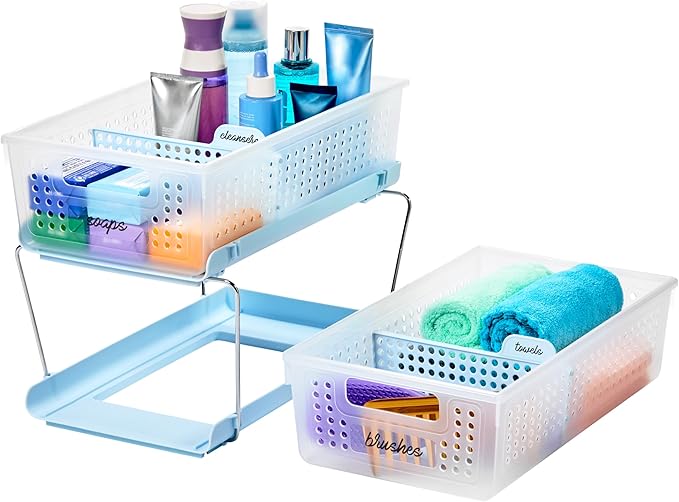 madesmart Two-Tier Bathroom Cabinet Organizer, Sliding Drawer Storage - Image 2