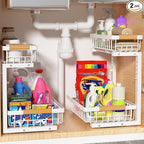 Liuoud Under Sink Organizer 2 Pack, 2 Tier Slide Out Large Capacity Height by Liuoud