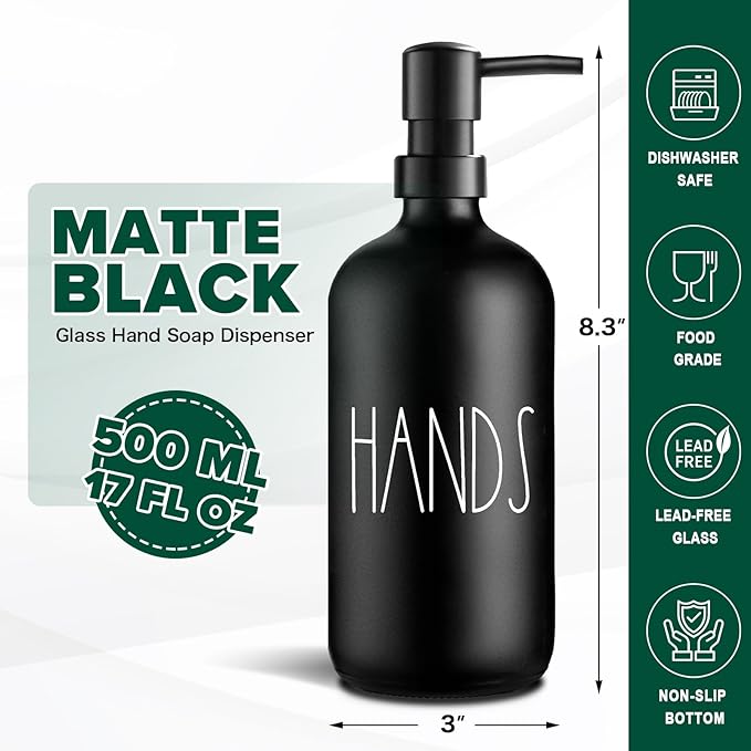VIMERPA Hand Soap Dispenser, Matte Black Soap Dispenser - Image 2