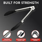 Kitchen Tongs with Silicone Tips Set of 3 Heat Resistant Tongs - Image 4