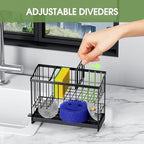 Kitchen Sink Caddy, 2-Tier Self-Draining Sponge & Dish Brush Holder, Rustproof - Image 4