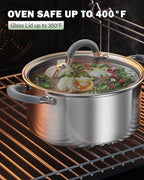 Cook N Home Stockpot with Lid, 8-Quart Basic Stainless Steel Pasta Cooking Soup - Image 9