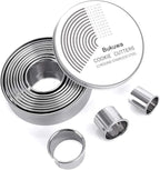 12 Pieces Round Cookie Biscuit Cutter Set, Graduated Circle Pastry Cutters by BUKUWA