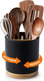 LoeJan 3 Compartment Utensil Holder, Extra Large Utensil Crock, Stable Ceramic by LoeJan
