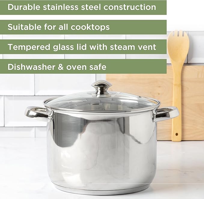 Ecolution Stainless Steel Stock Pot, Encapsulated Induction Ready Cooking Pot - Image 2