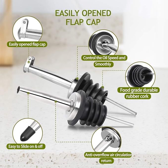 AOZITA 17 oz Glass Olive Oil Dispenser Bottle Set - 500ml Clear Oil & Vinegar - Image 4