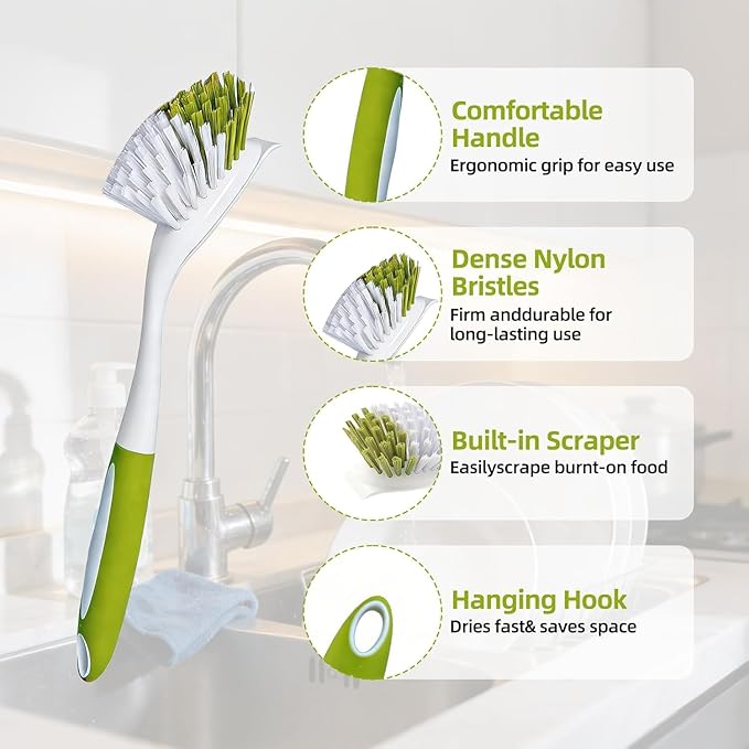 Dish Brush Scrub Brush with Handle - Image 6