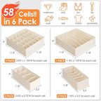 Criusia 6 Pack Sock Underwear Drawer Organizer Dividers, 58 Cell Foldable - Image 4