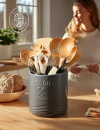 AISBUGUR Large Ceramic Utensil Holder 7.5" H×6.3" W - Image 6