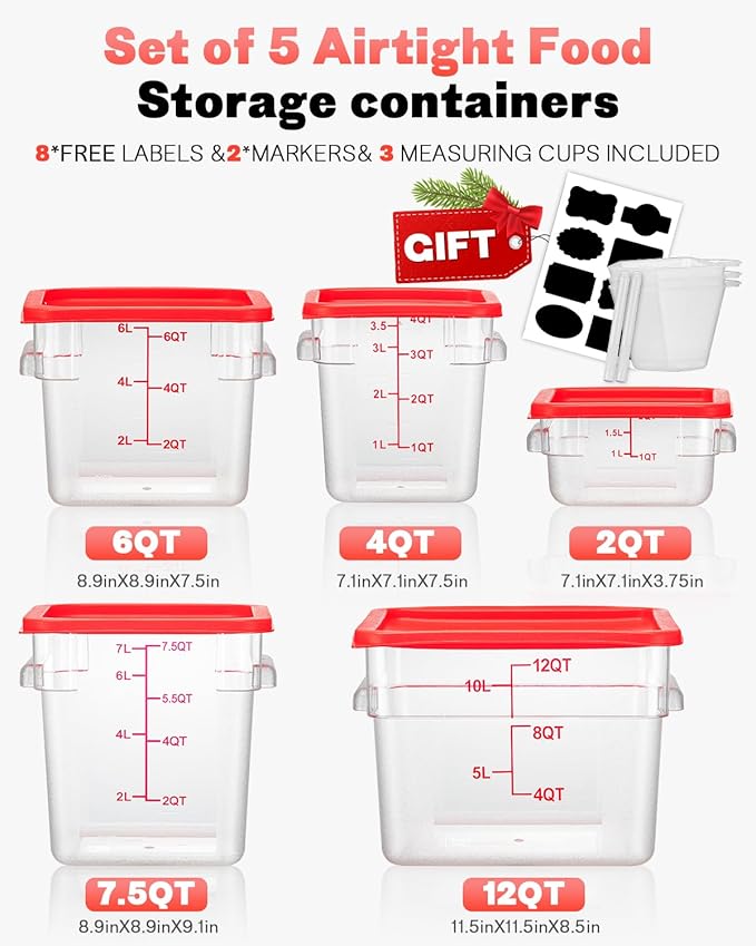2QT NSF Food Storage Containers: 2 PCS Commercial Clear Square Food Storage - Image 9